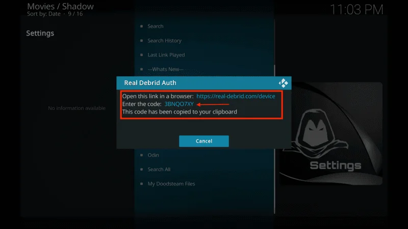 Shadow Kodi Addon Setup